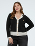 Fine knit cardigan with contrasting trims image number 0