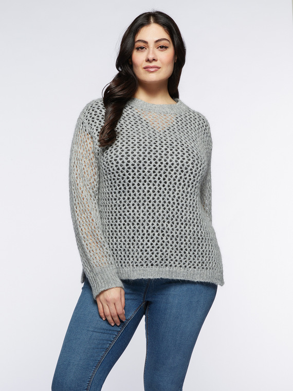 Mohair blend sweater with openwork