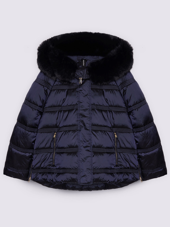 Down jacket with plush hood