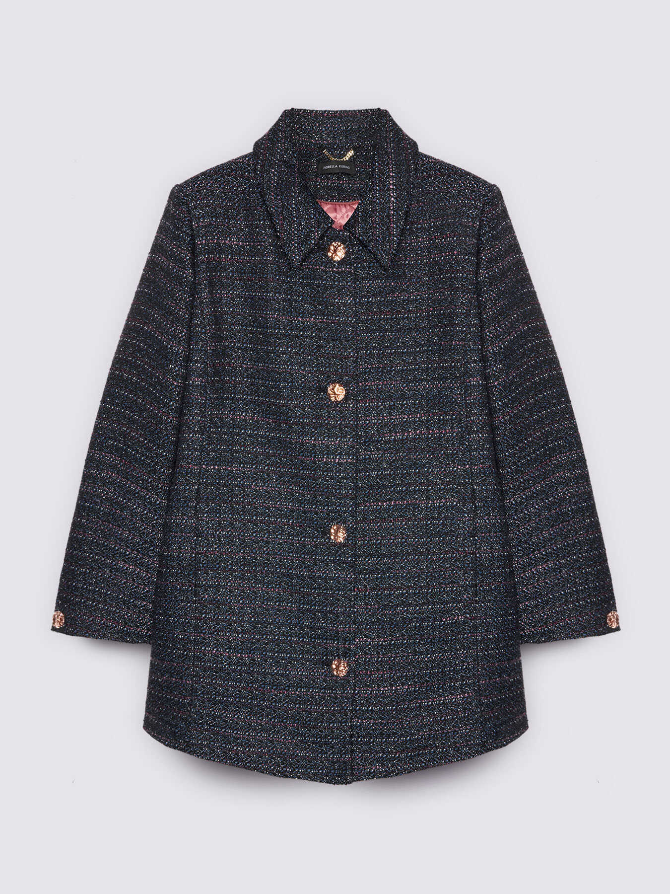 Manteau effet boucl&eacute; avec boutons d&eacute;coratifs image number 5