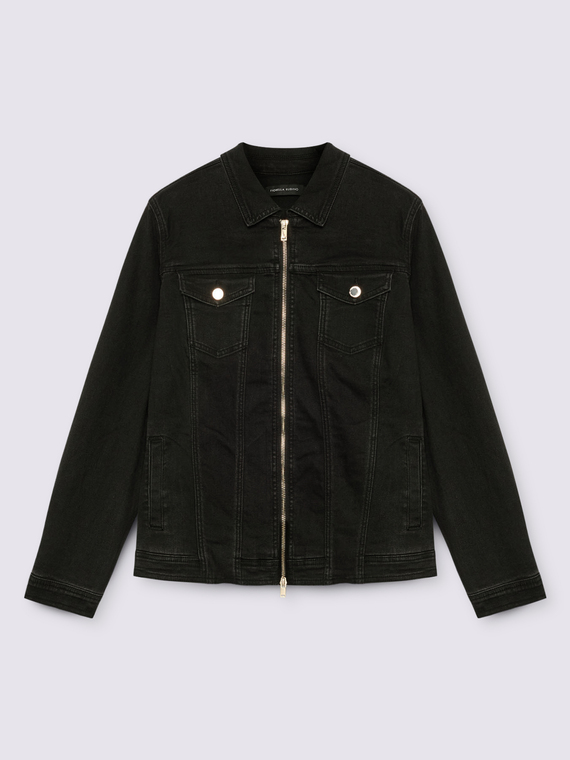 Denim jacket with zip and pockets