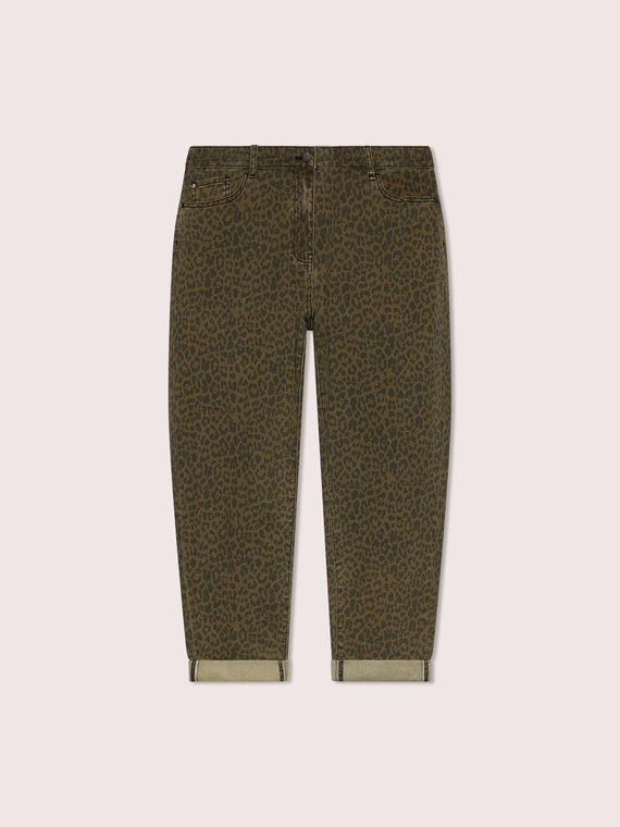 Barrel-Jeans mit Animalprint