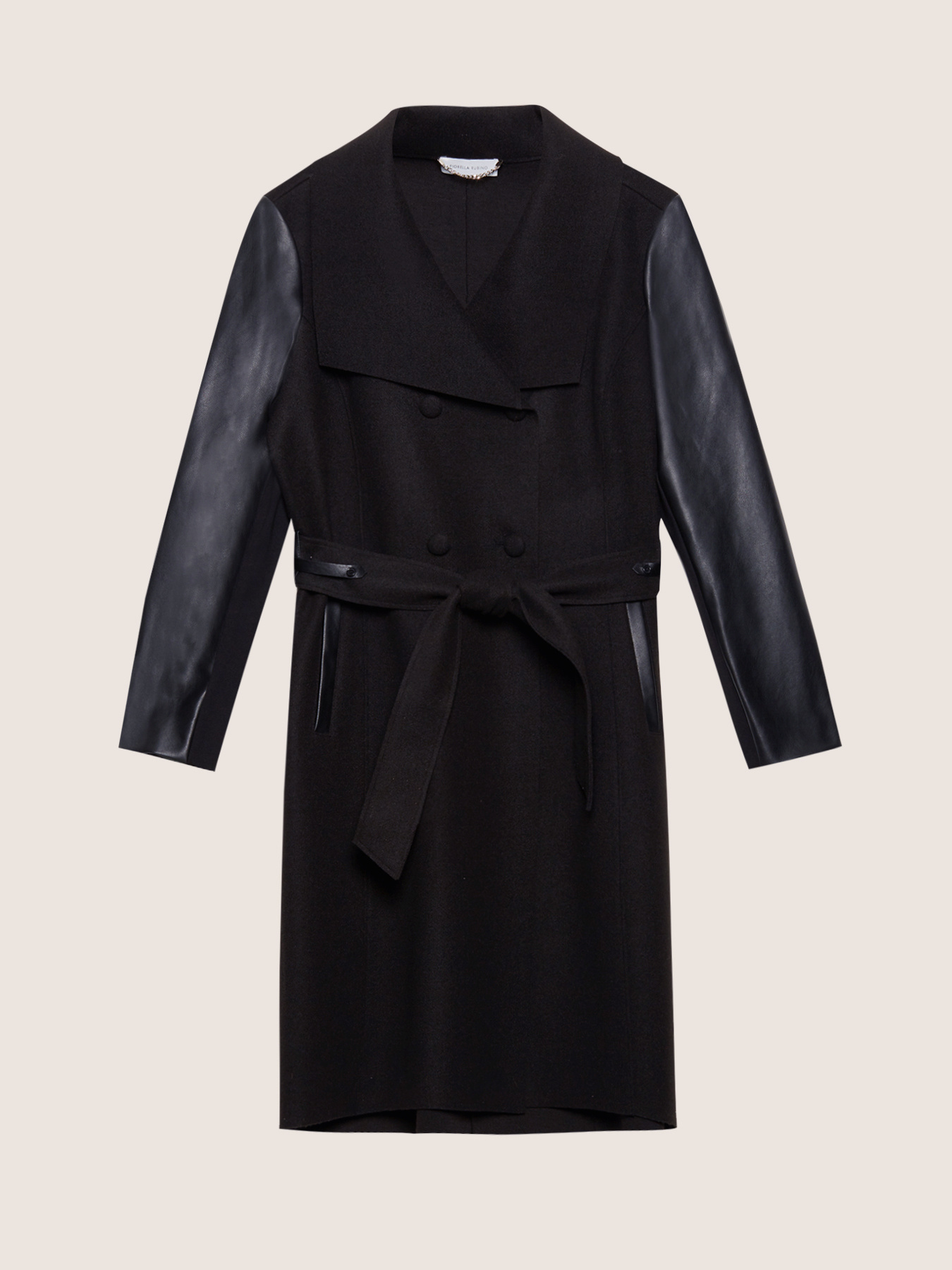 Abrigo de dos tejidos diferentes image number 3