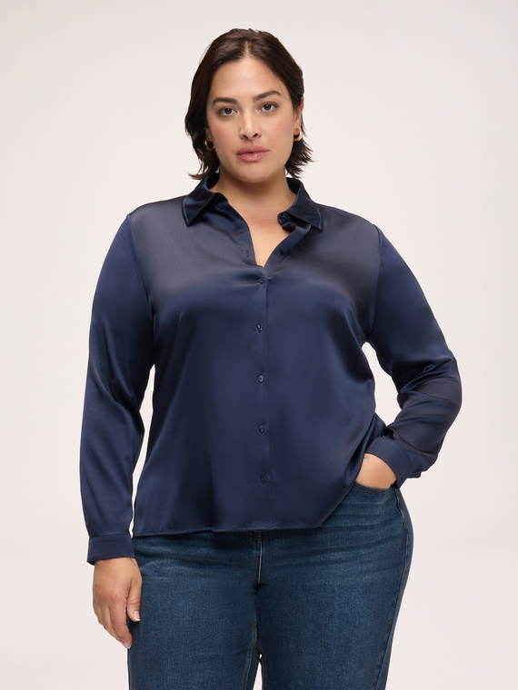 Chemise en soie stretch avec col classique