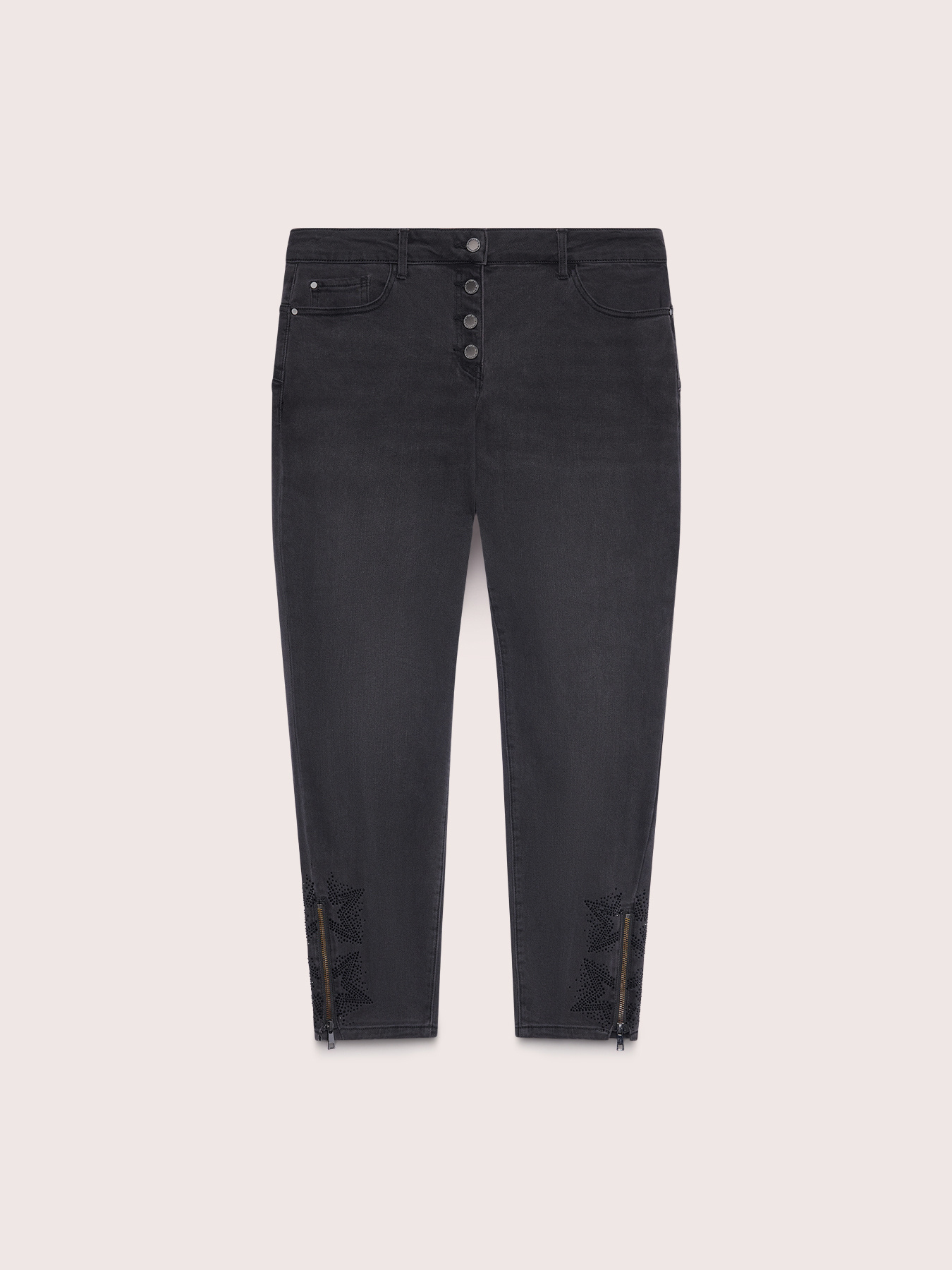 Cropped jeans with rhinestone appliqu&eacute;s image number 4