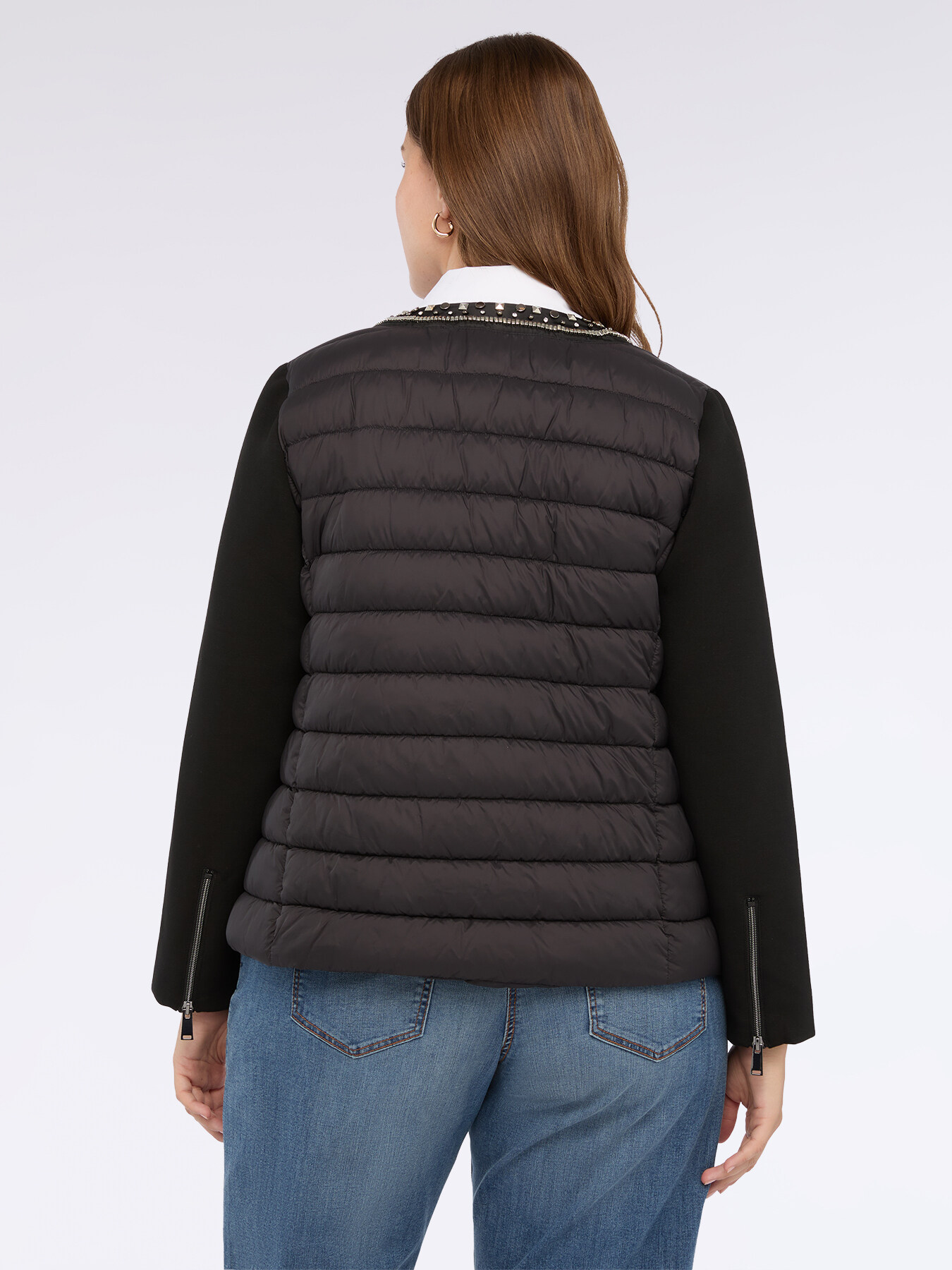 Two-material down jacket with jewel detail and Sorona&reg; Aura padding image number 1