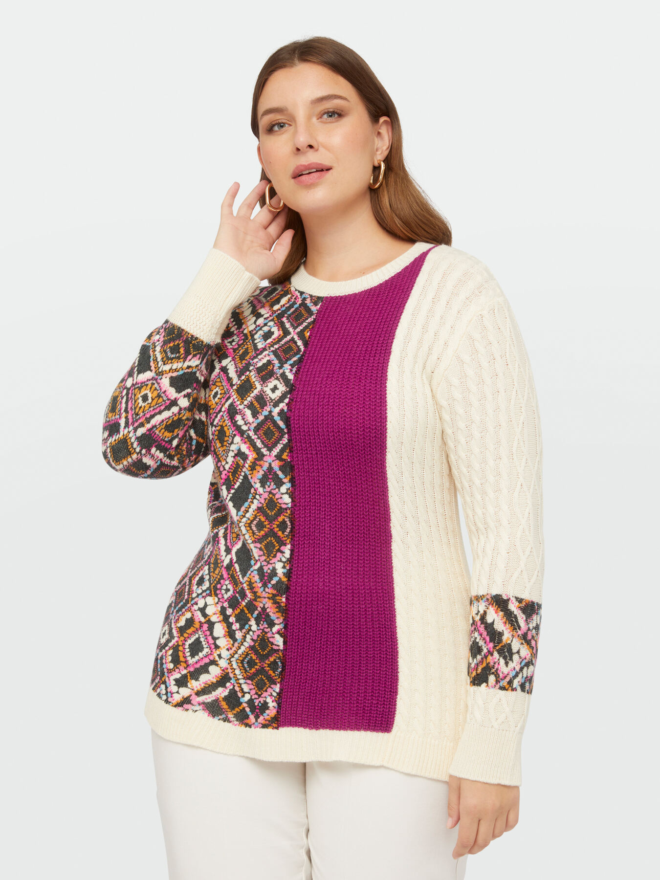 Maglia con mix di lavorazioni effetto patchwork image number 2