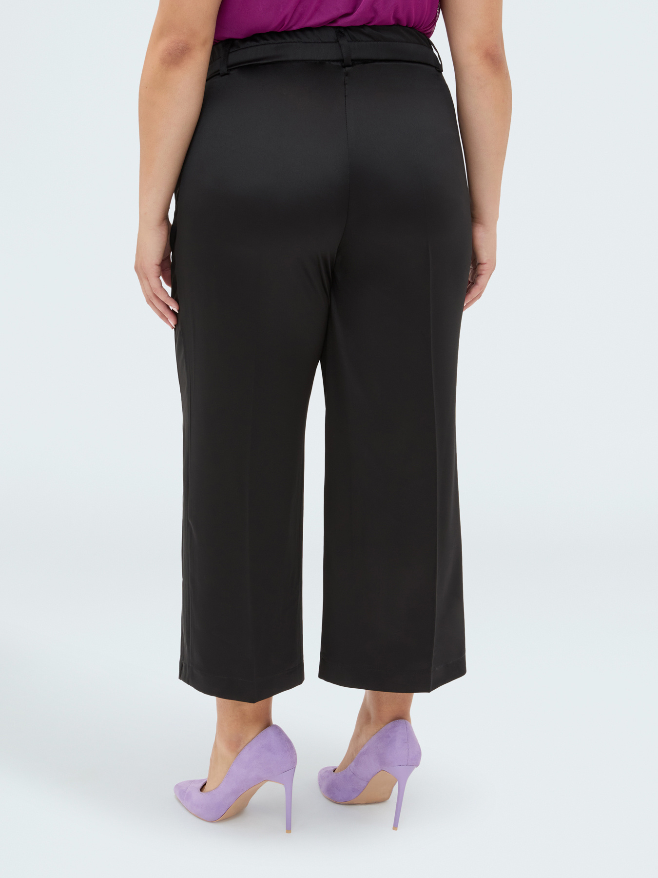 Cropped satin trousers image number 1