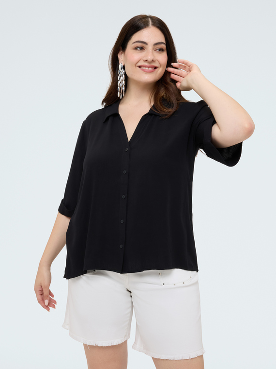 Boxy shirt in viscose muslin