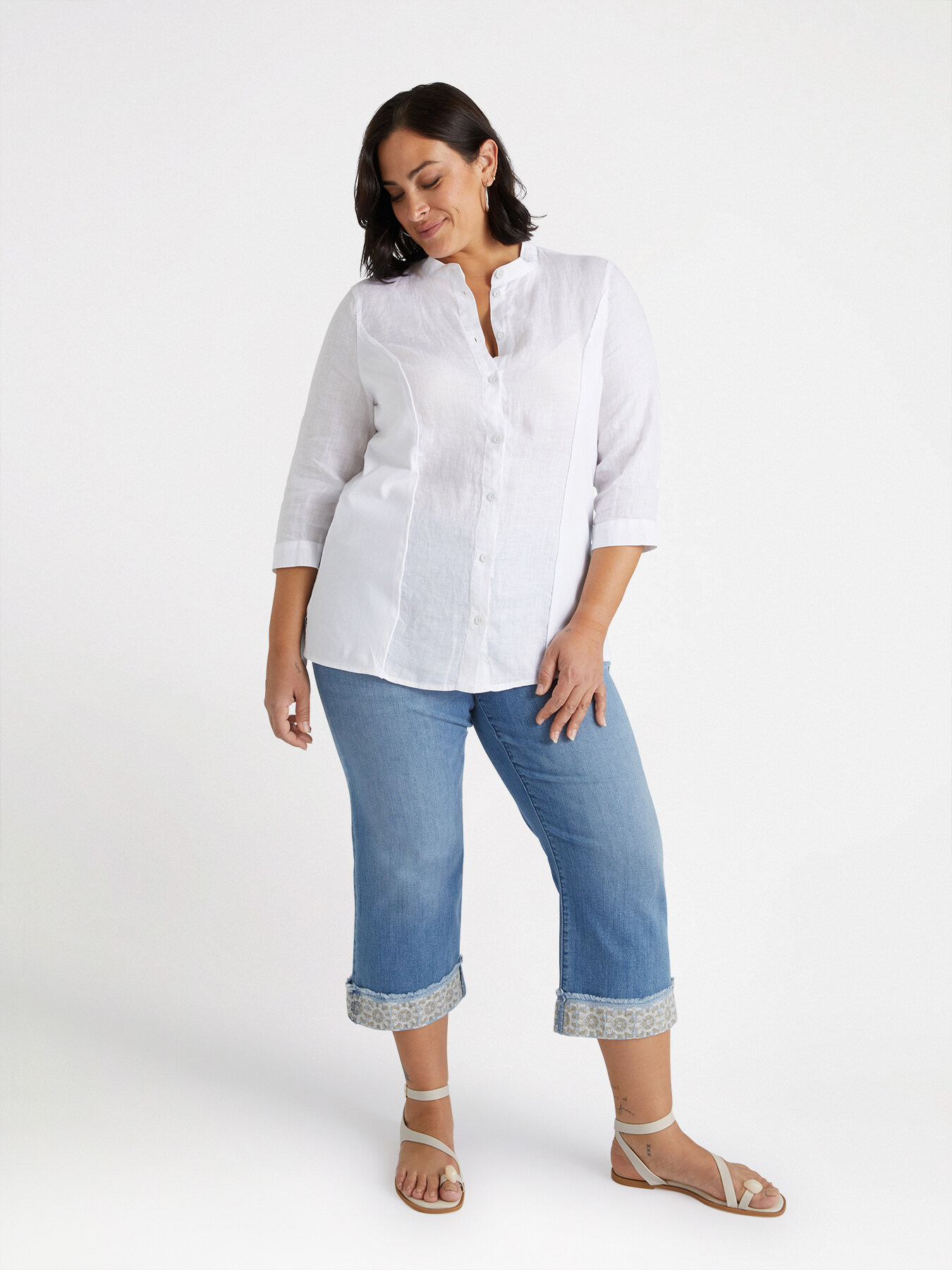 Camicia in lino e jersey image number 2