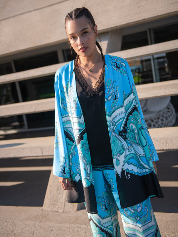 Kimono in raso stampato
