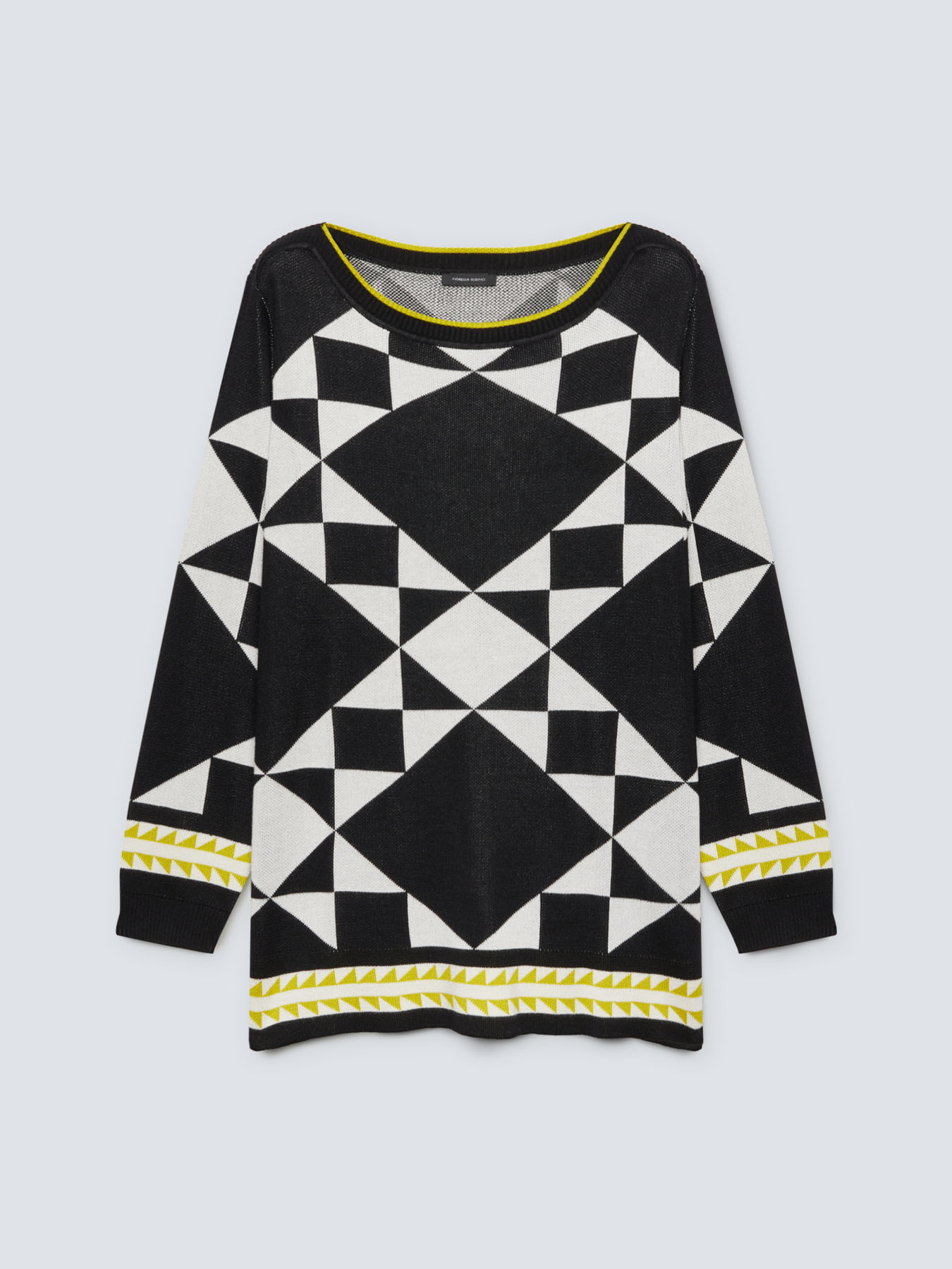 Blackamp;white geometrically patterned sweater image number 2