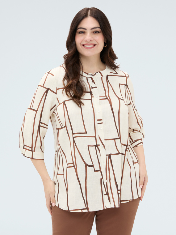 Blusa stampa geometrica in viscosa