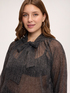Micro polka-dot georgette blouse with bow image number 3
