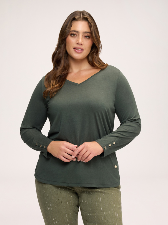 Jersey t-shirt with buttons on the cuffs