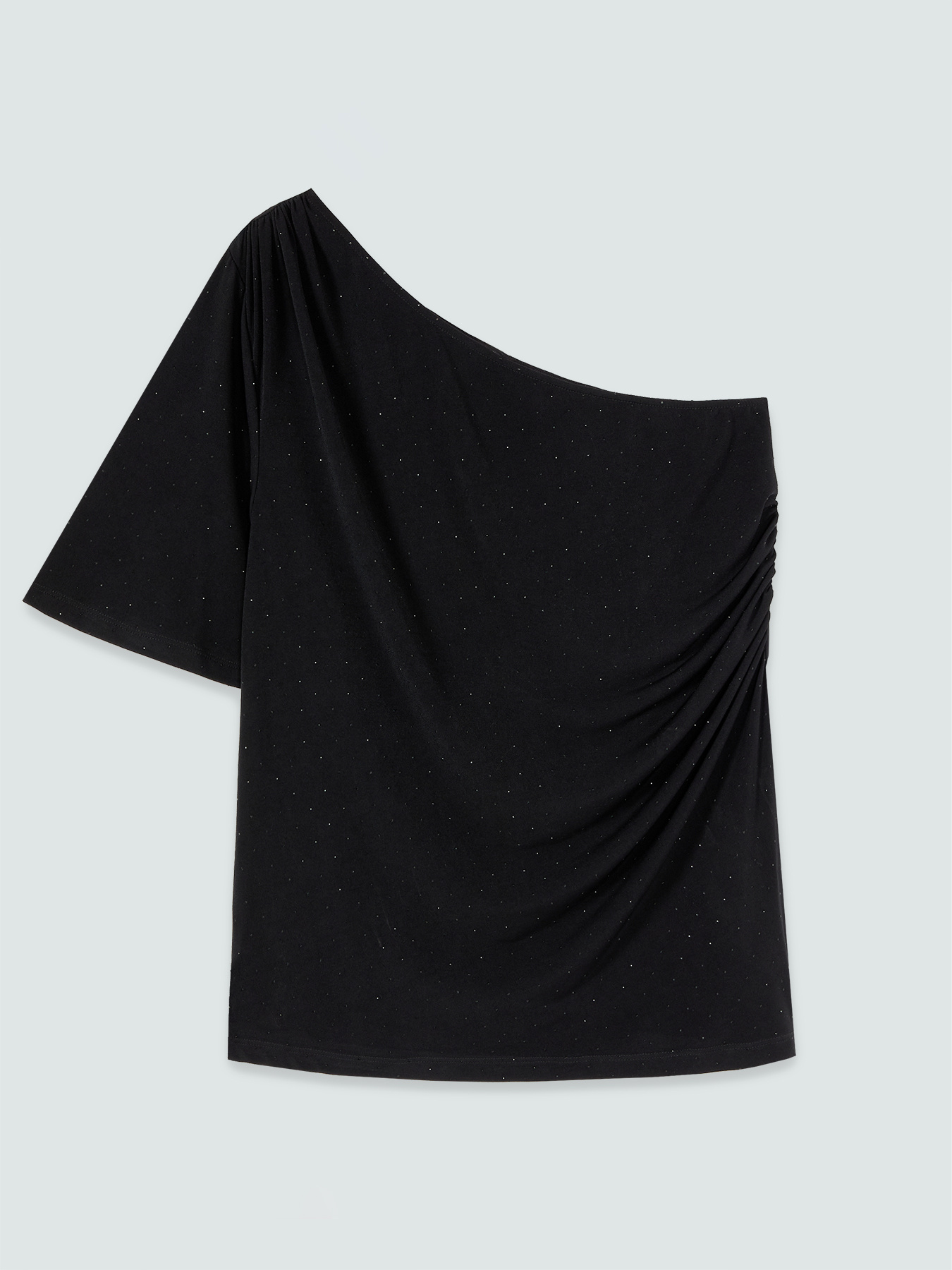 One-shoulder jersey t-shirt with light spots image number 4