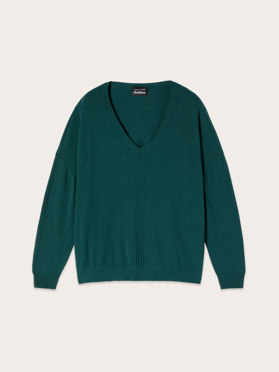 V-Ausschnitt-Pullover aus Viskose-Mix