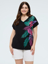 T-shirt en coton avec imprim&eacute; tropical image number 0