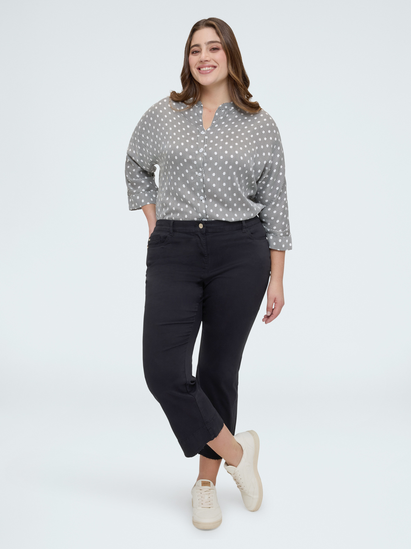 Camicia a pois in raso di viscosa image number 2