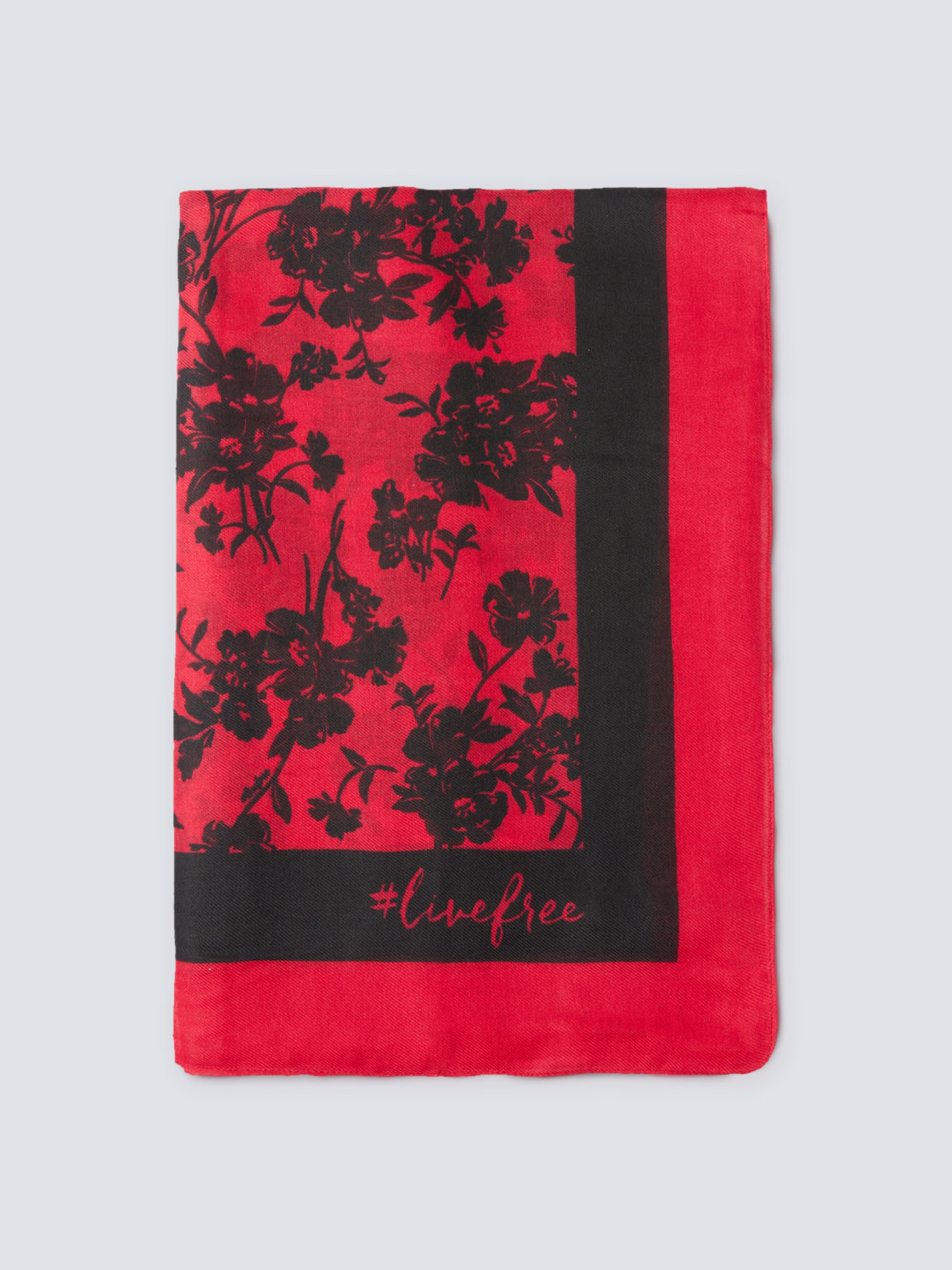 Light scarf with floral print and logos image number 1