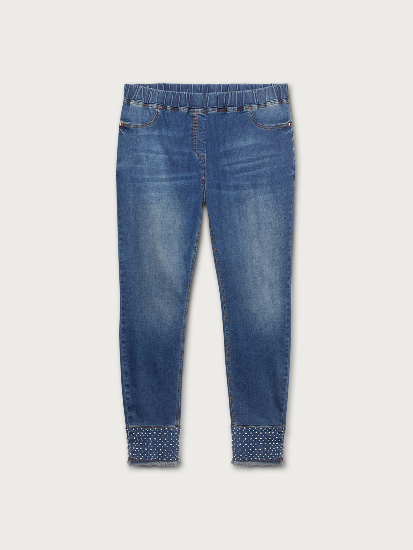 Smart Denim Collection cropped jeggings with embroidery image number 3