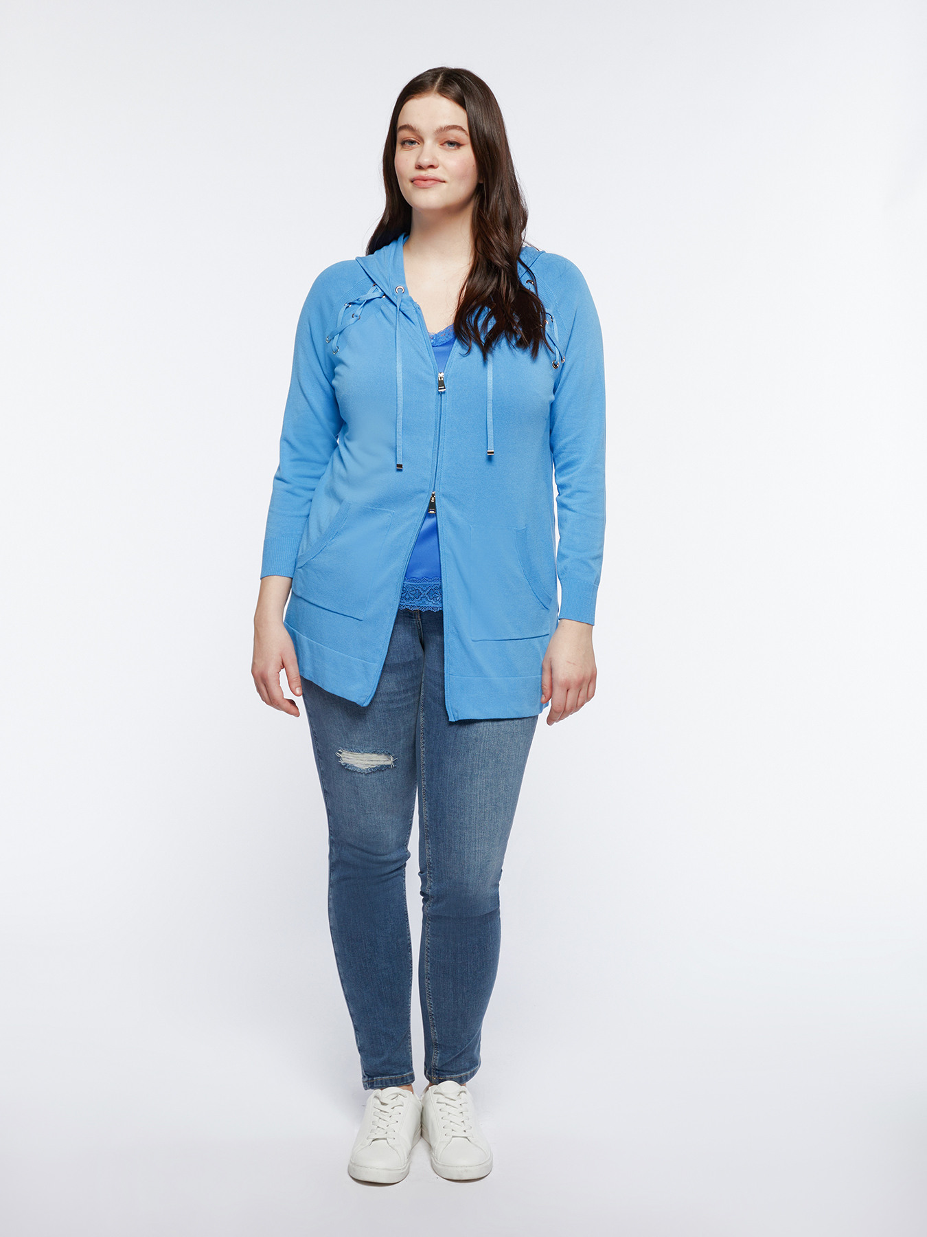 Cardigan with strings and zip image number 3