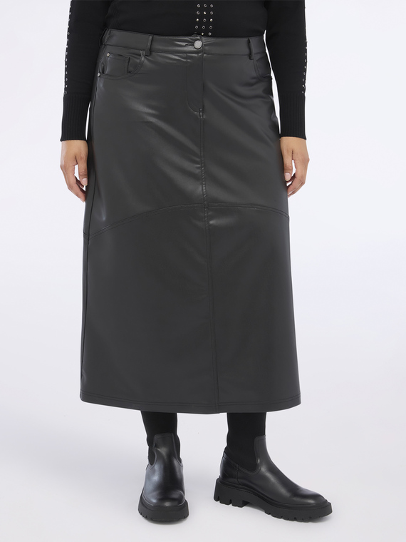 Long pencil skirt in coated fabric