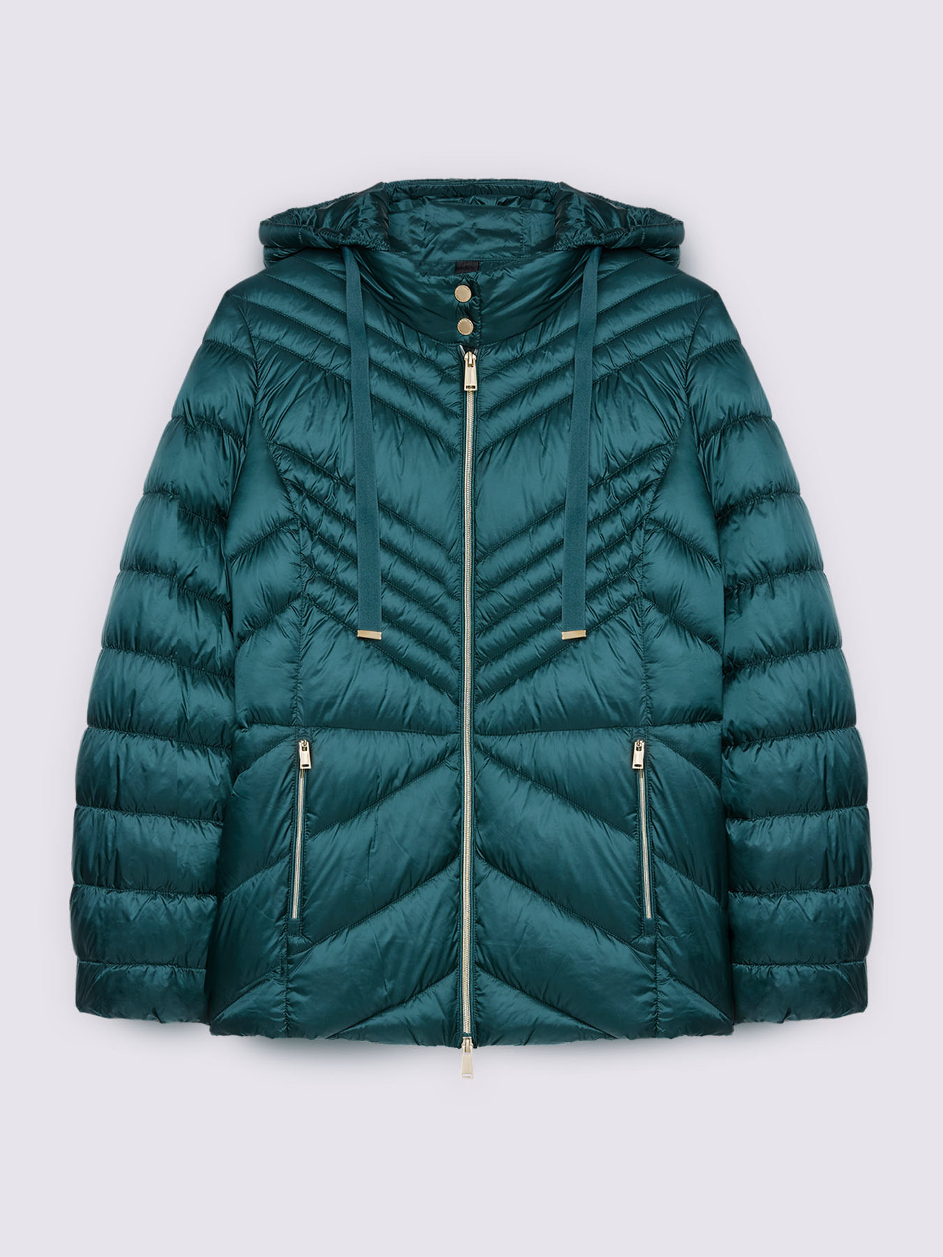 Quilted down jacket with chevron pattern and hood image number 4