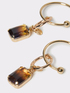 Earrings with double hoop and rectangular pendant image number 1
