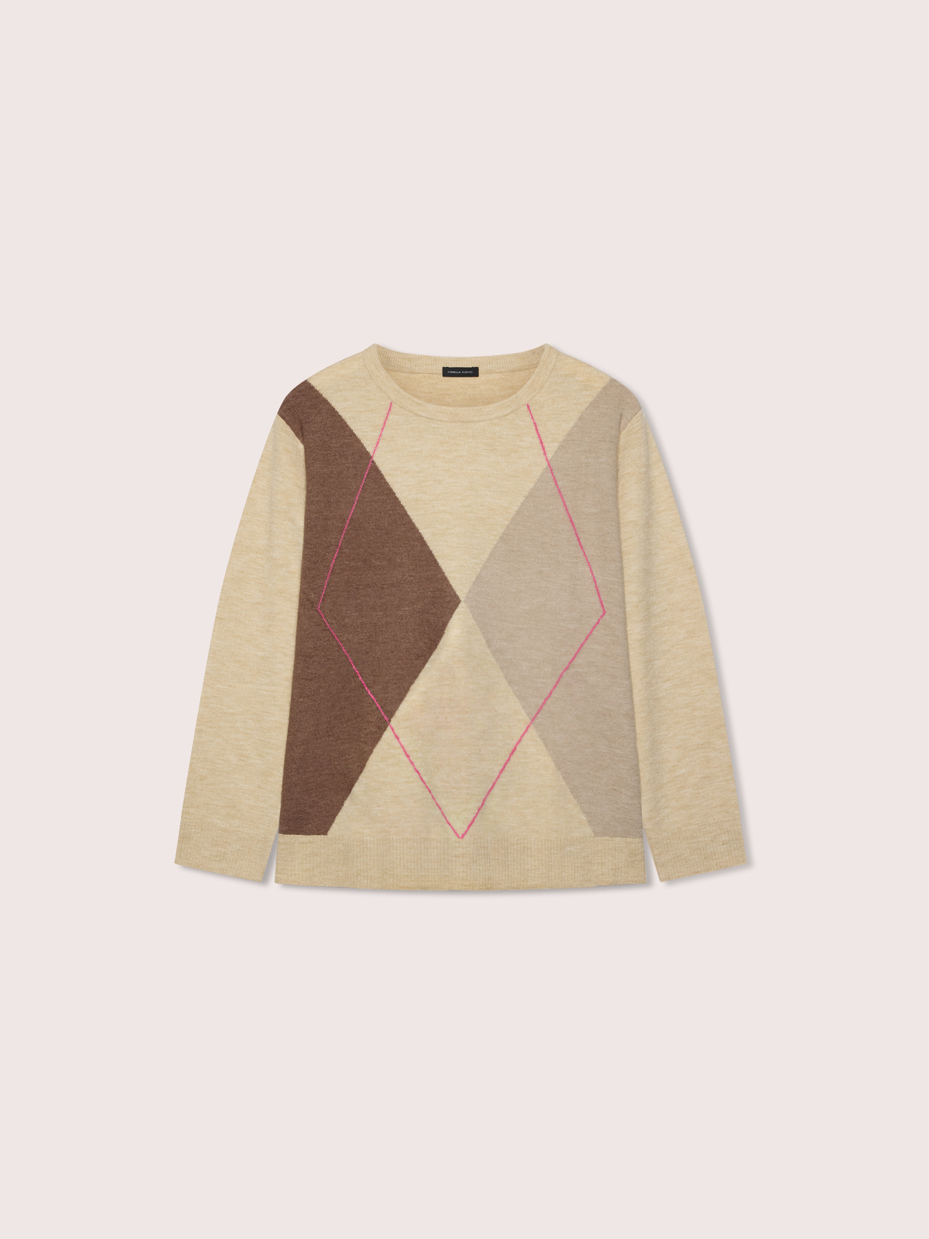 Crew-neck sweater with argyle pattern image number 4