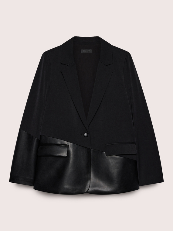 Blazer with coated fabric inserts