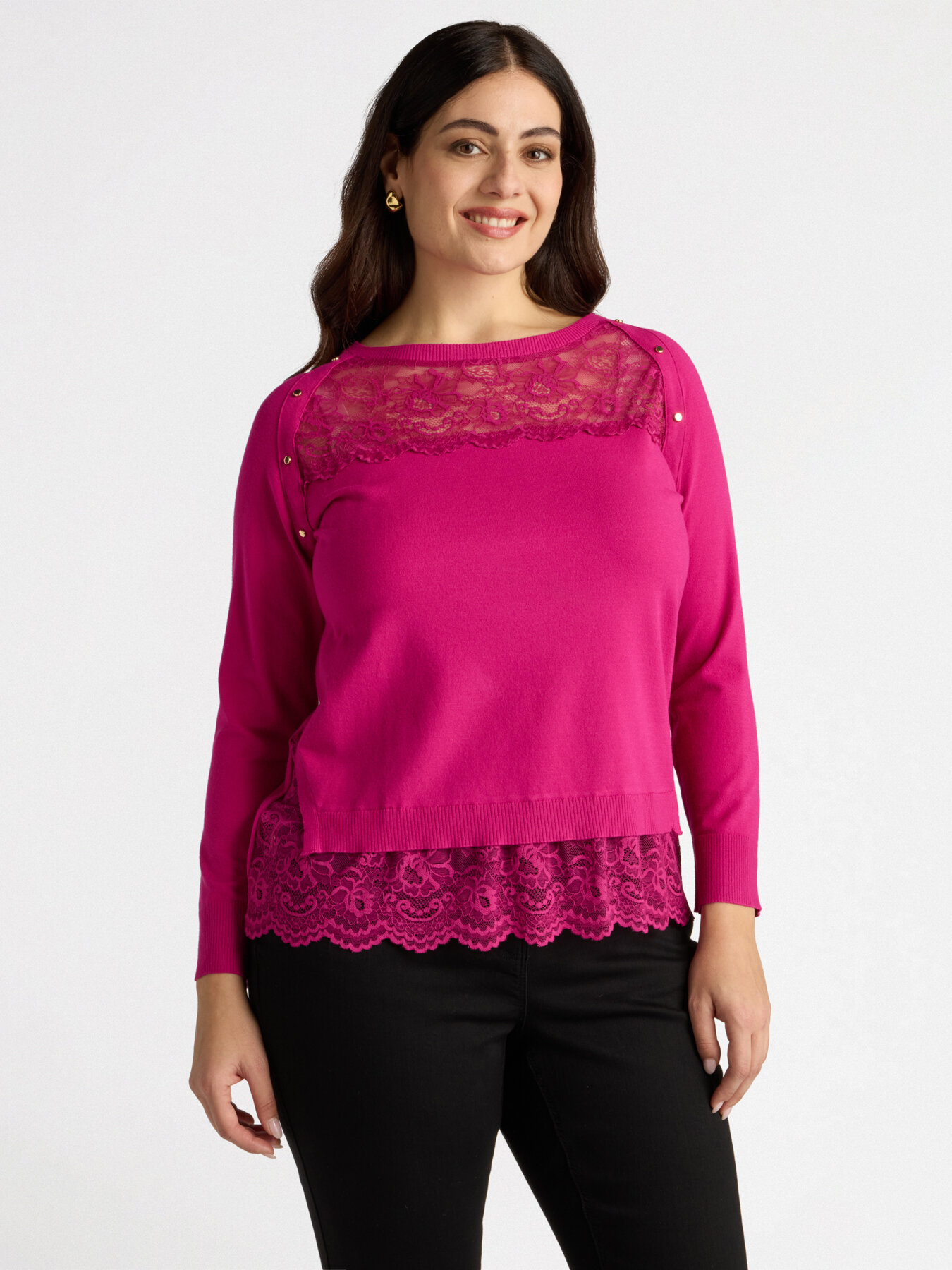 Maglia con inserti in pizzo image number 2