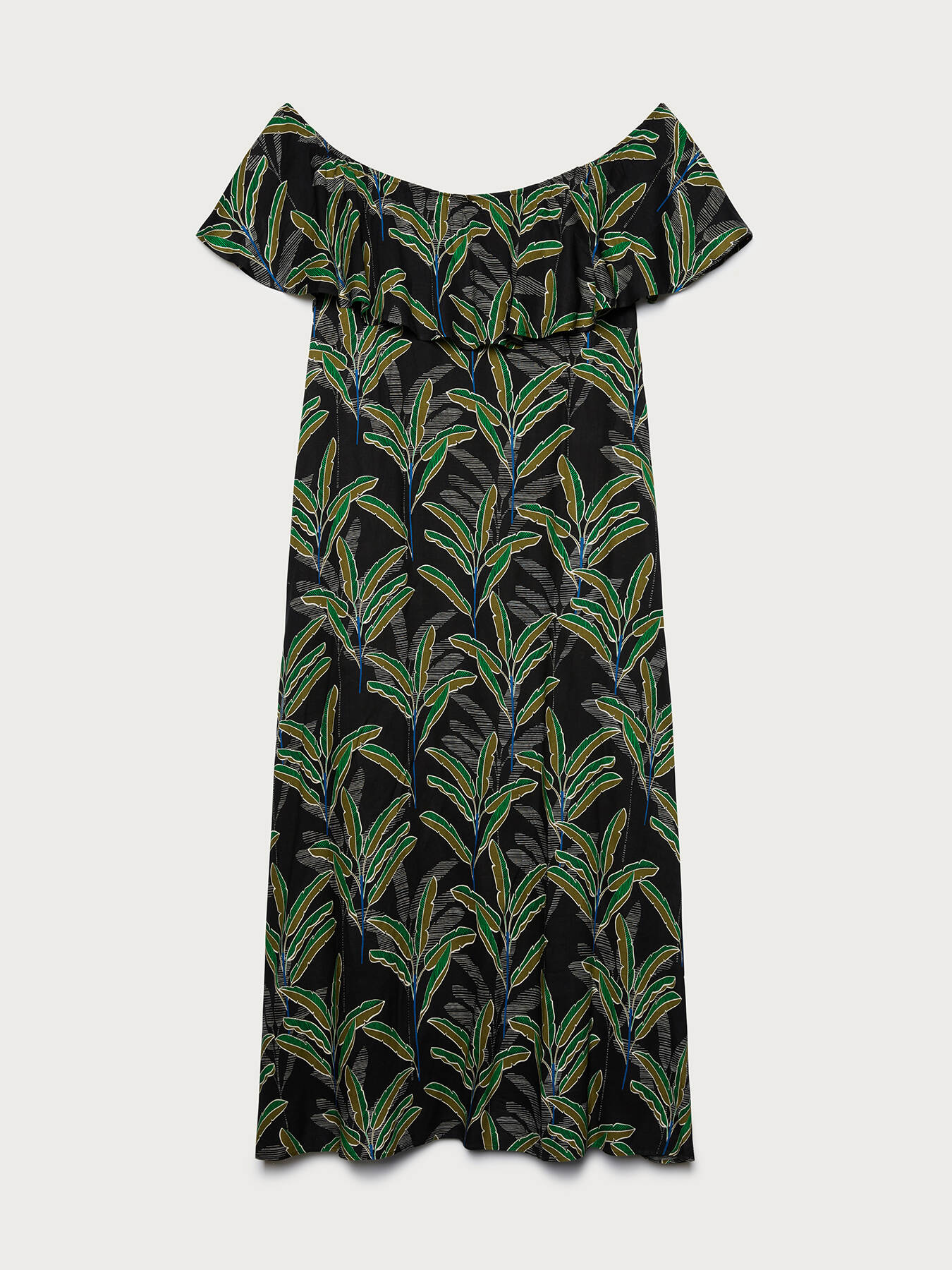 Vestito lungo relaxed fit con stampa palme image number 4