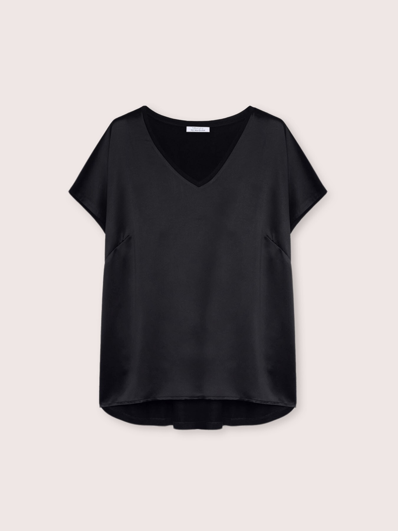 Two-material V-neck T-shirt image number 0