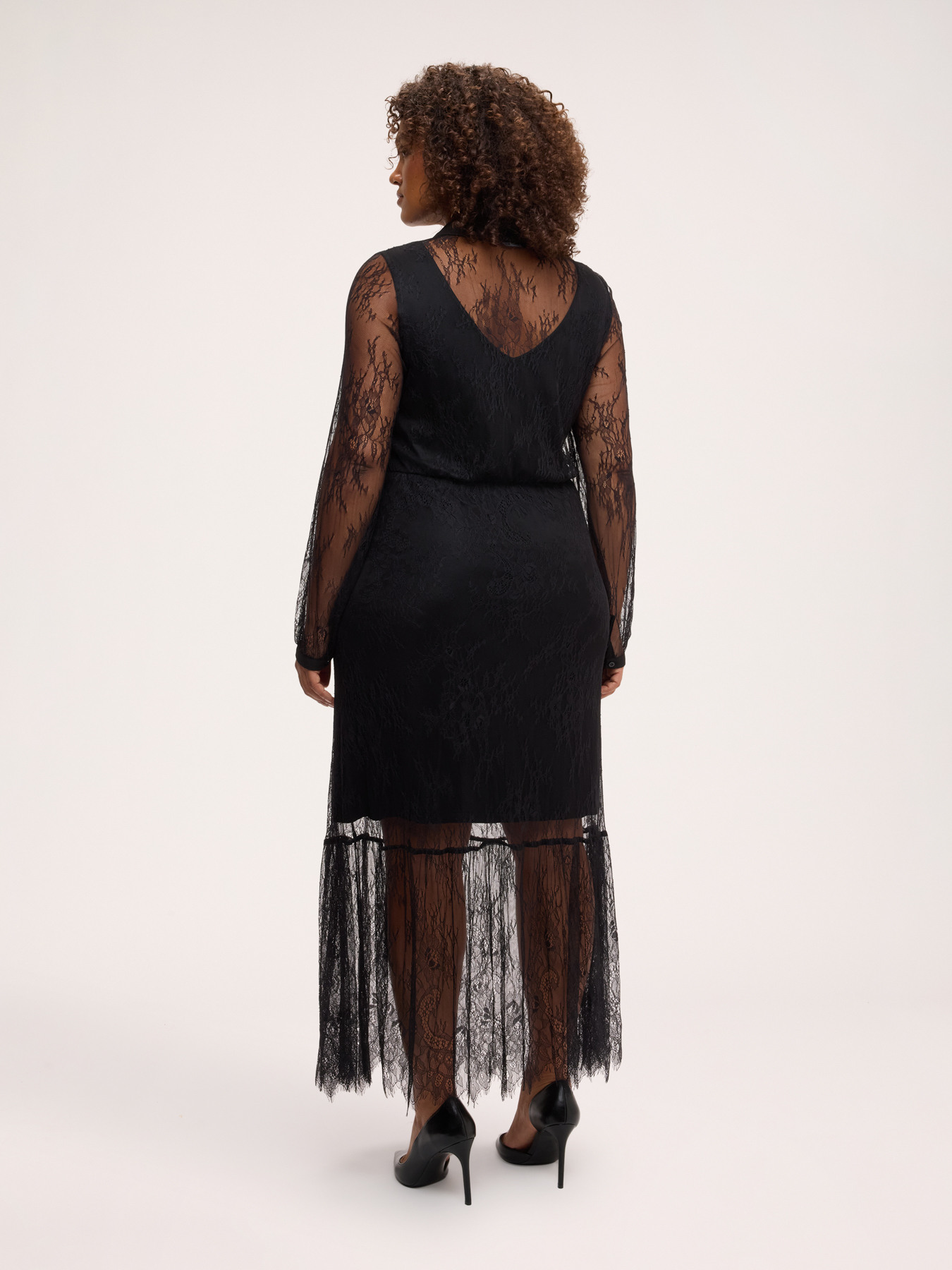 Lace shirtdress with ruffle image number 1