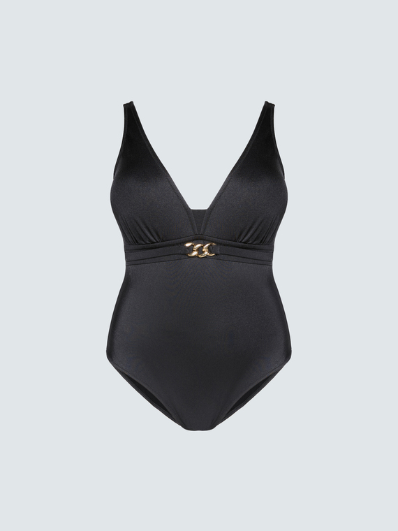One-piece swimsuit with chain detail