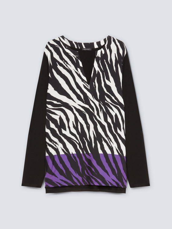 T-Shirt mit Zebradruck auf der Vorderseite