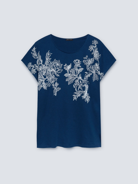 T-shirt con ricamo floreale