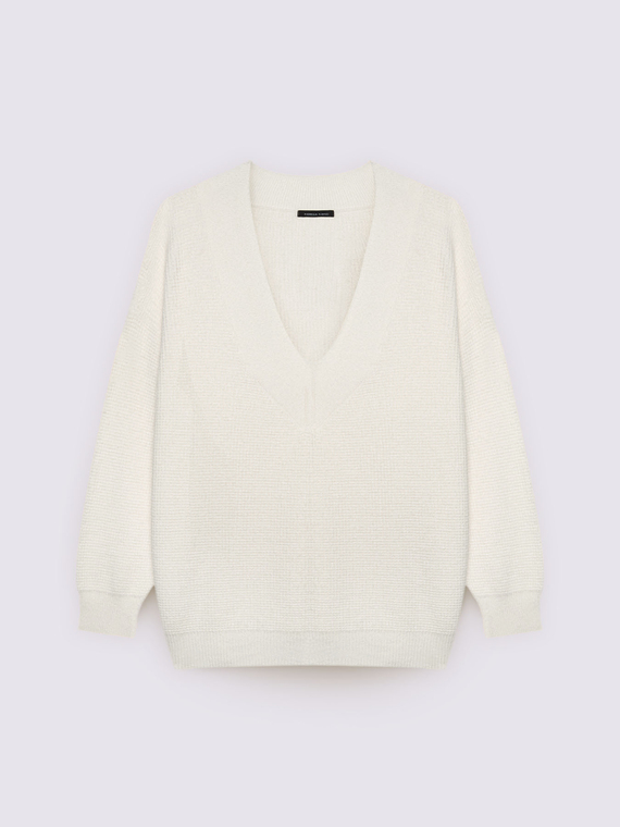Pull d&eacute;collet&eacute; en V m&eacute;lange viscose