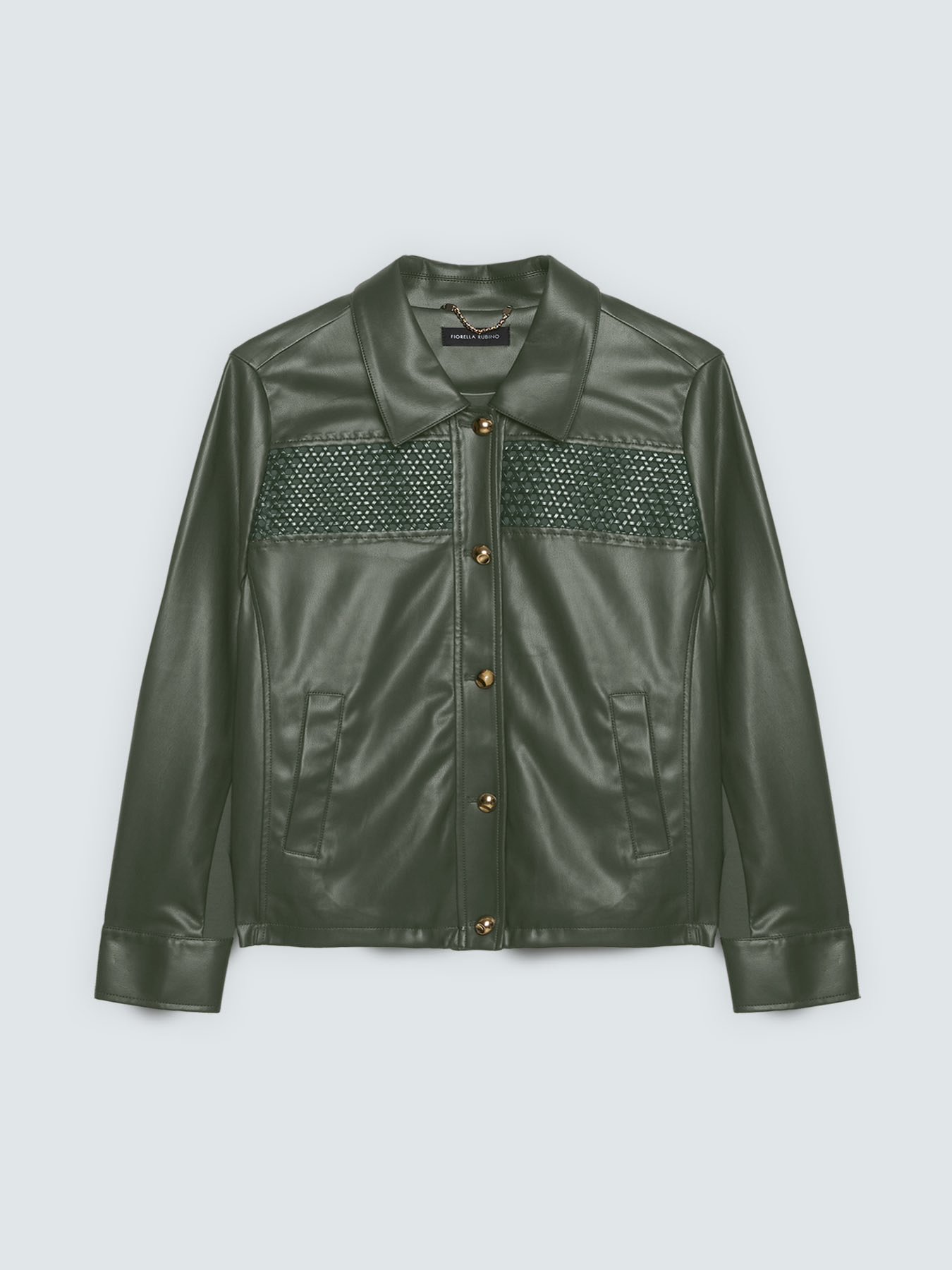 Biker jacket with woven insert image number 5