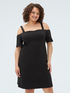 Vestito corto off-shoulder in Punto Milano image number 0