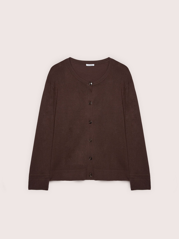 Cardigan misto viscosa scollo tondo