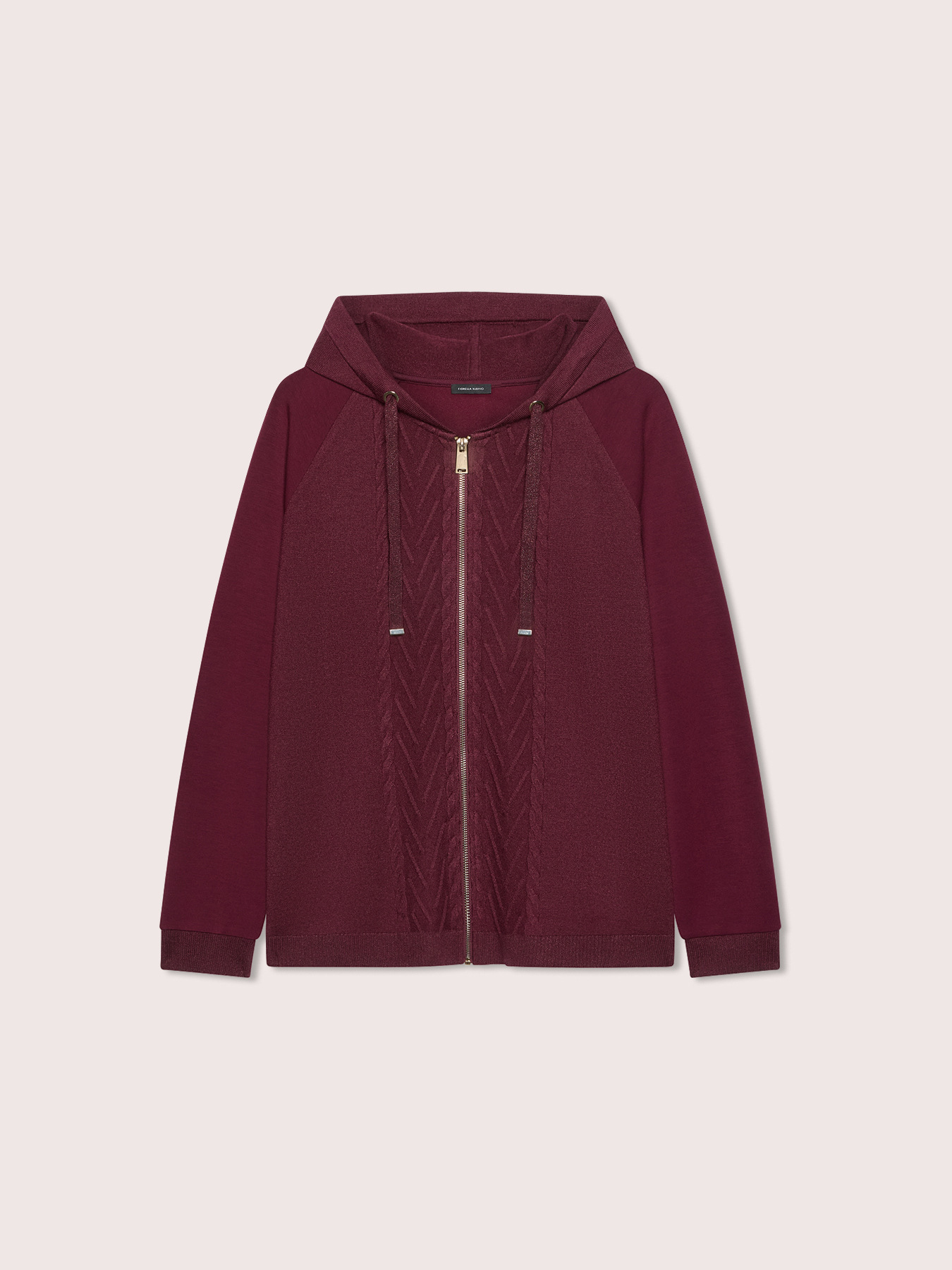 Open cardigan with hood and cable knit image number 4