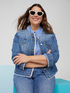 Giubbotto in denim con ricamo in perle image number 0