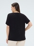 Bi-material t-shirt with floral embroidery image number 3