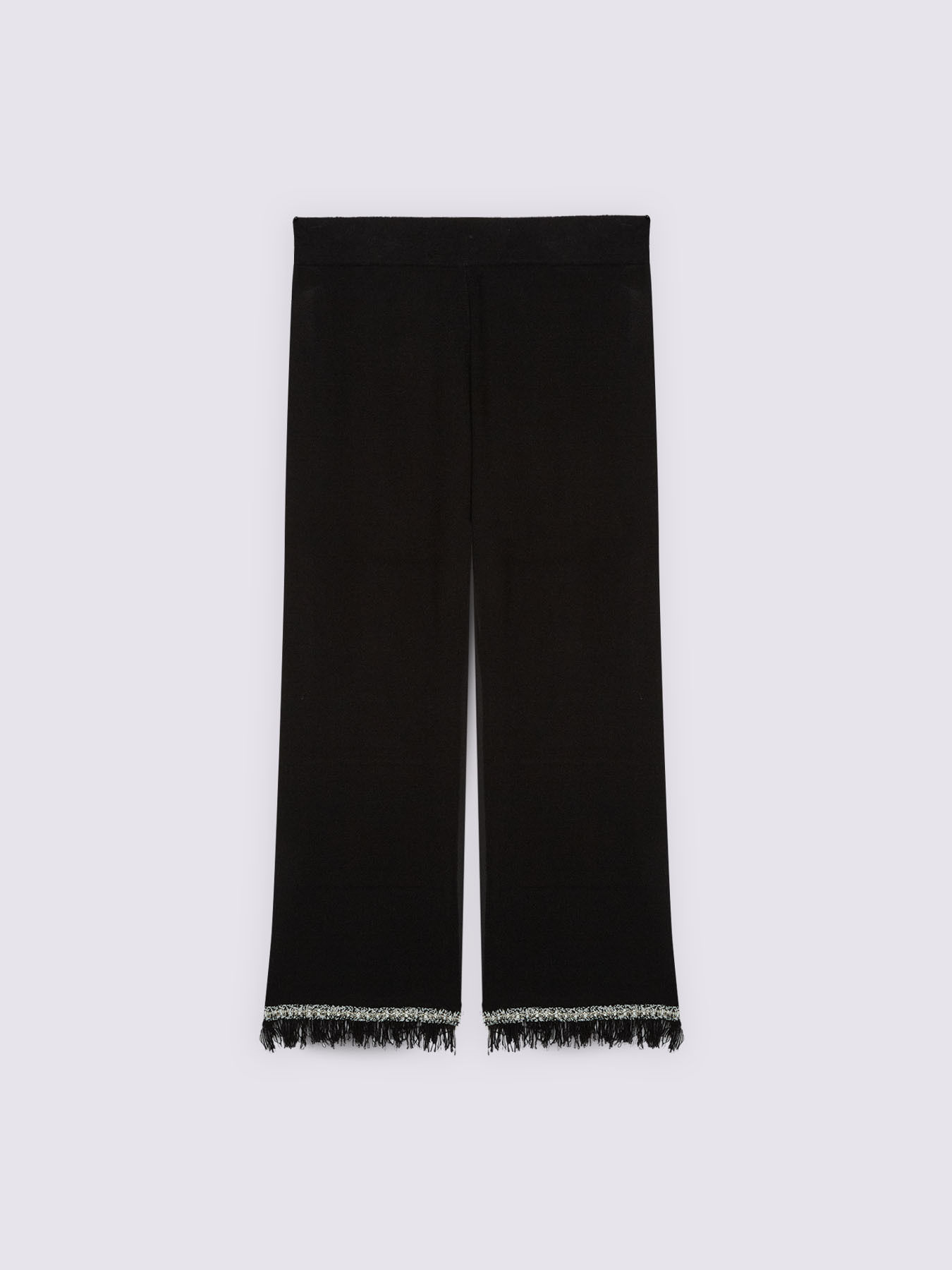 Flare knit pants with fringe image number 1