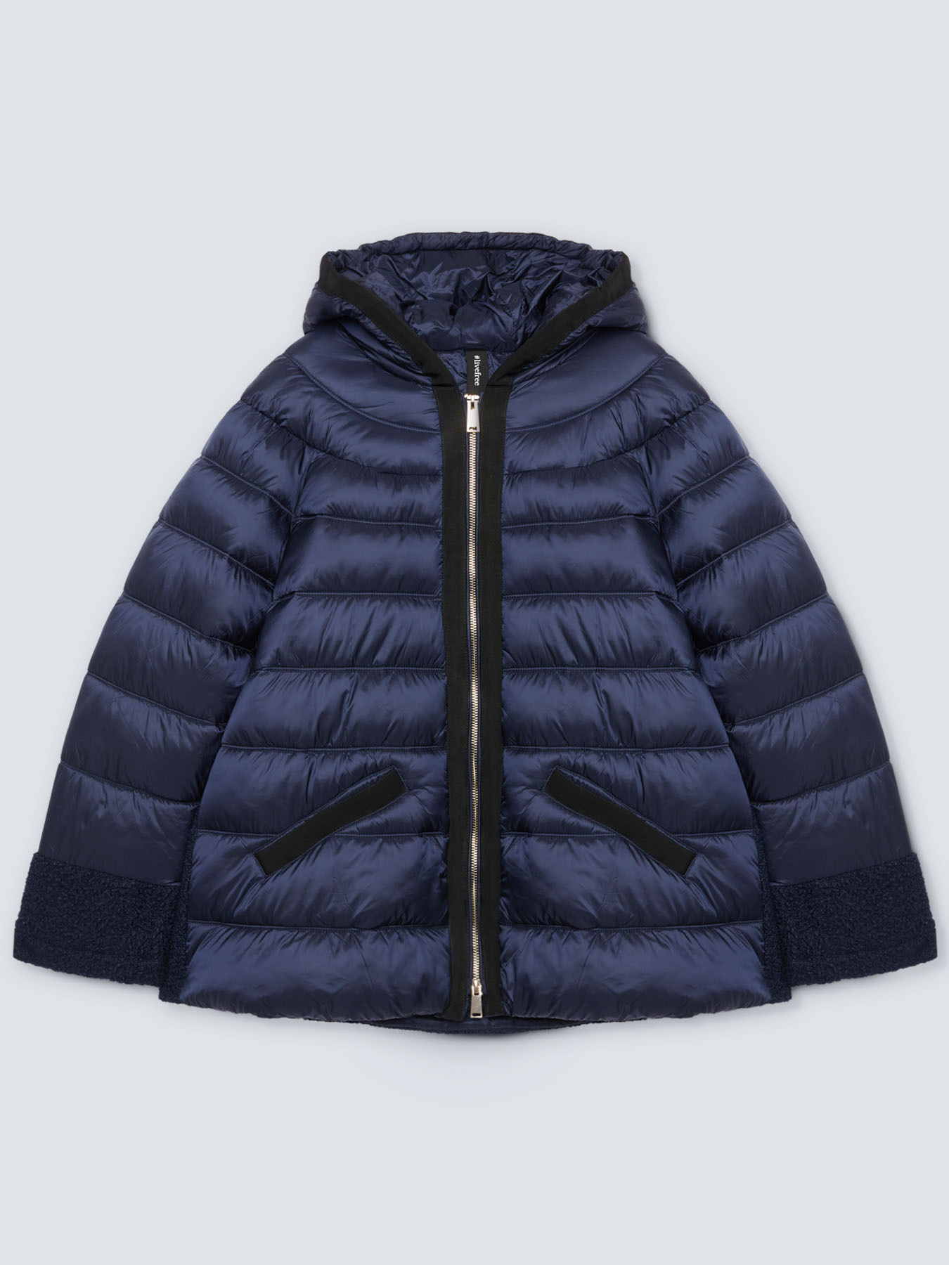 Piumino con parti in tessuto bouclé image number 4