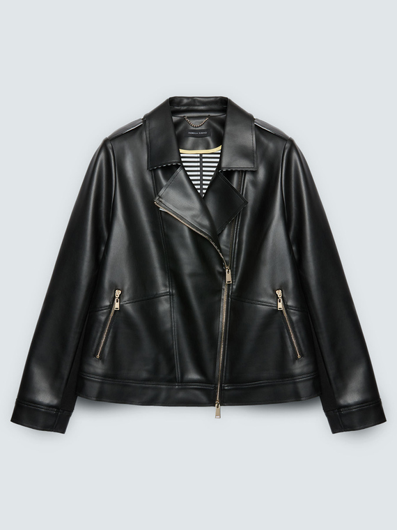 Veste biker avec d&eacute;tails &agrave; rayures