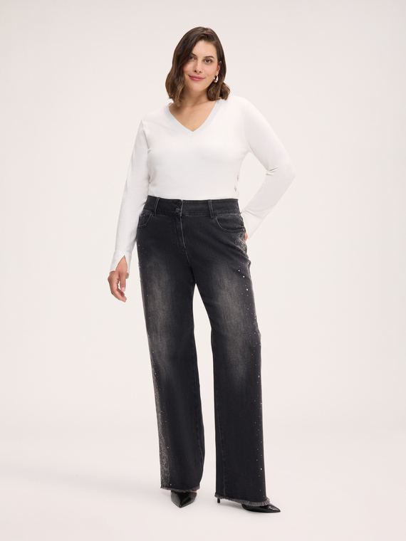 Regular jeans with lace print