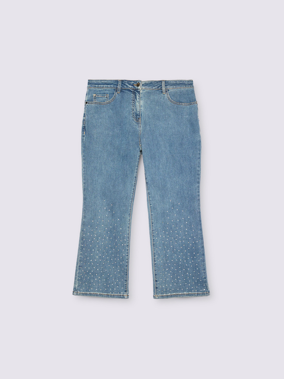 Jean kick flare avec strass &agrave; effet d&eacute;grad&eacute;